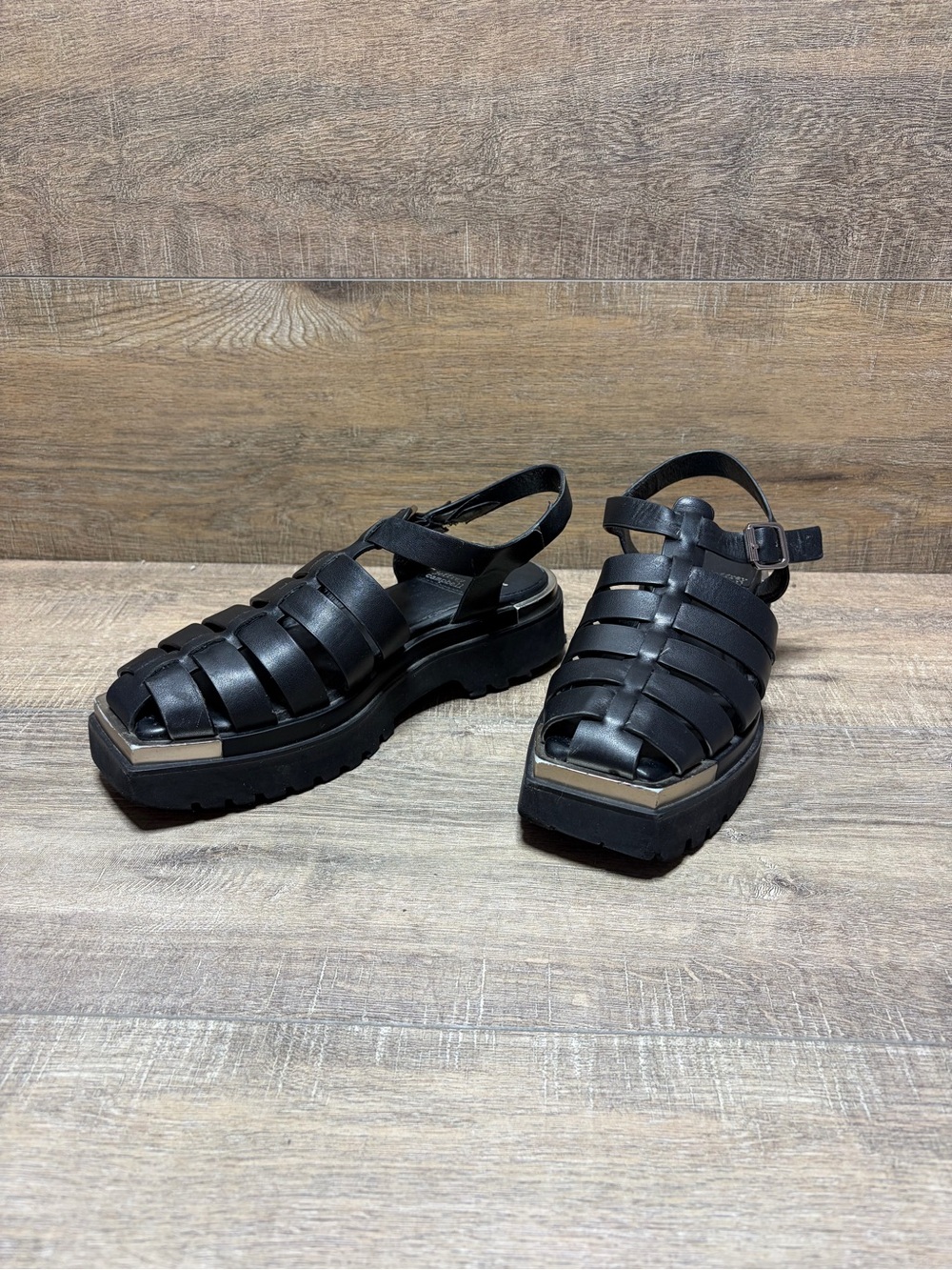 Jeffrey Campbell Black Woven Fisherman Platform Sandals